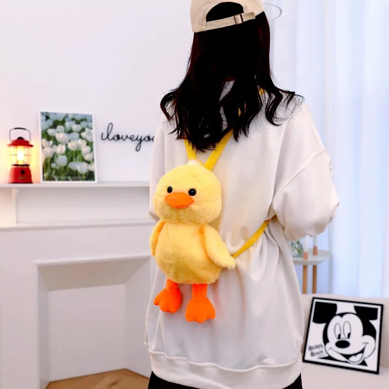 2026 SmallYellow Duck Plush Bag Soft Shoulder Backpack Cute Cartoon Travel School Gift for Teenage Girls Animal Bags Accessories