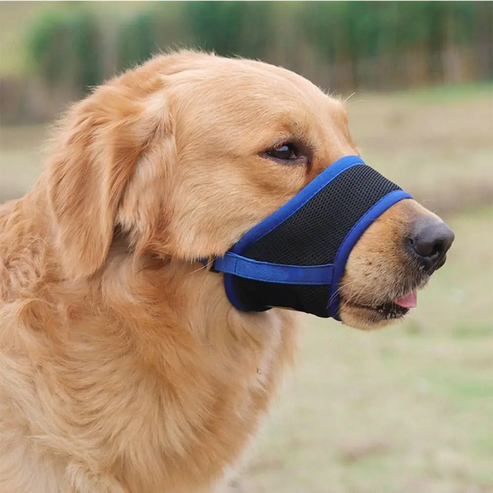 Comfortable Mesh Dog Muzzle Soft Fabric Prevent Biting Dog mouthpiece Allows Panting and Drinking Adjustable Strap Pet mask