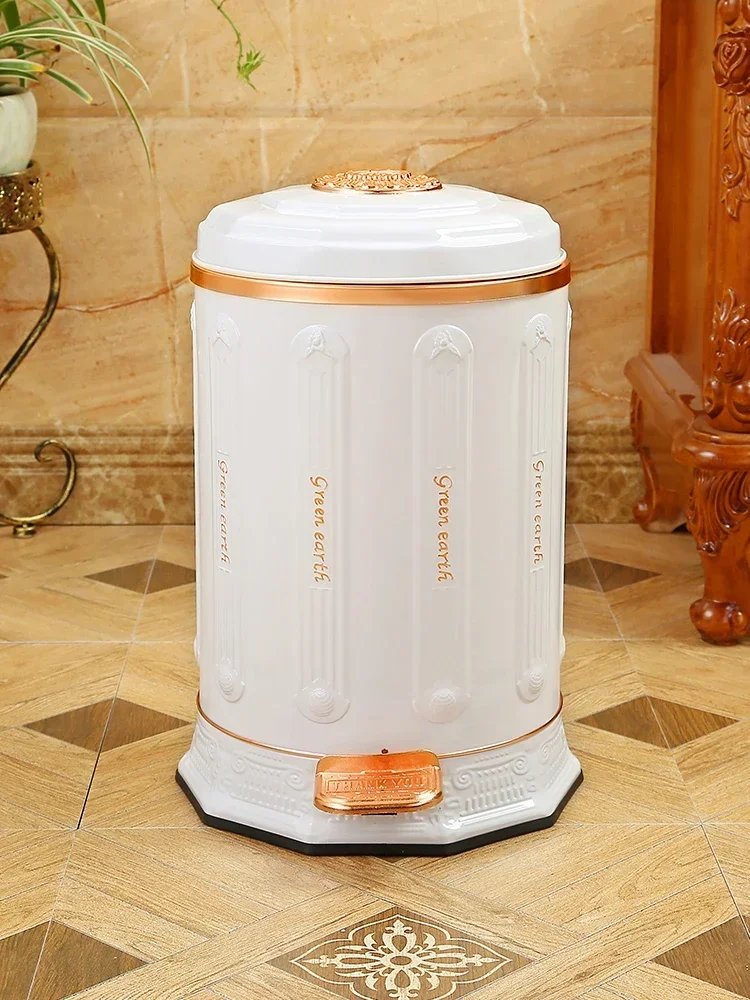 yesLuxury 10/6 gold stainless steel metal trash can garbage cans with foot pedal trash box trash bag storage for home decor