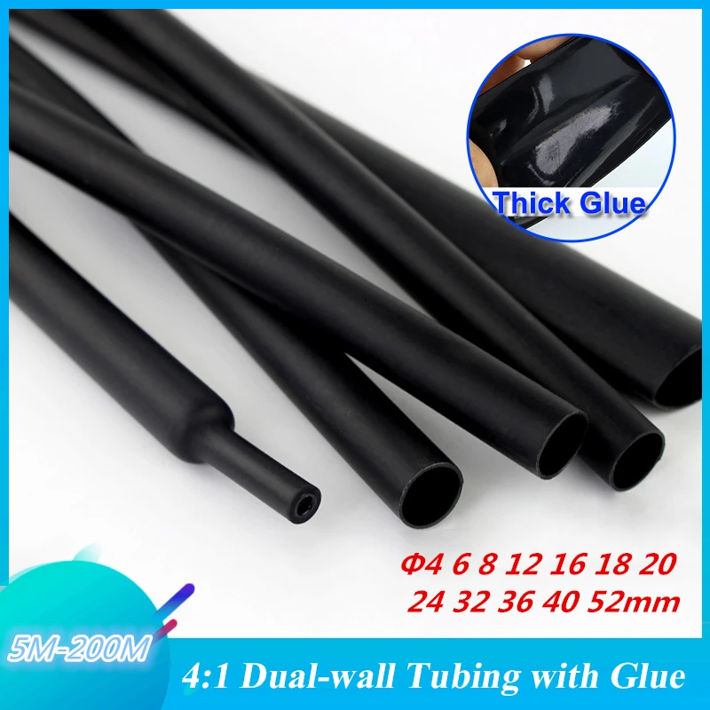 

5M-200Meter 4 8 20MM 4:1 Heat Shrink Tube Dual Wall Tubing with thick Glue heatshrink Adhesive Lined Sleeve Wrap Wire Cable kit