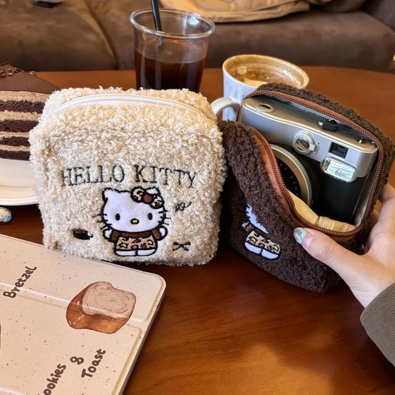 Kawaii hello kitty sacos de armazenamento bonito dos desenhos animados bordado bolsa portátil caso maquiagem viagem saco de maquiagem presente de natal para a menina