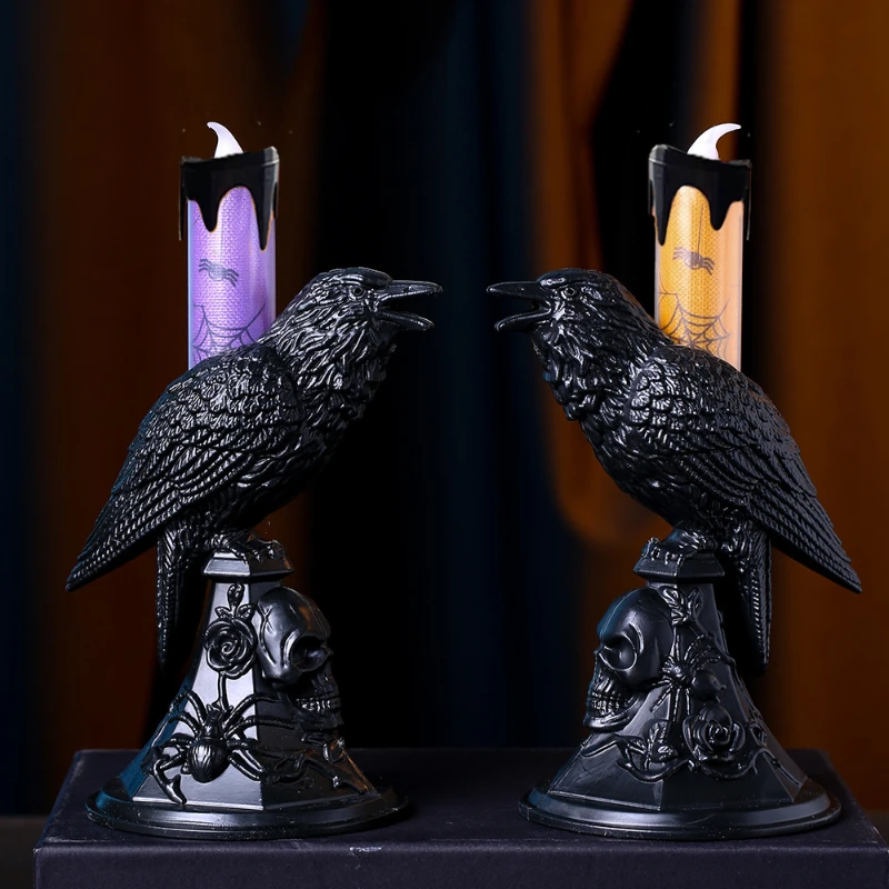 

Cross Border Halloween Candlestick Lamp Crow Lamp Ghost Festival Decoration Props Candlestick Decorations Candle Decorations