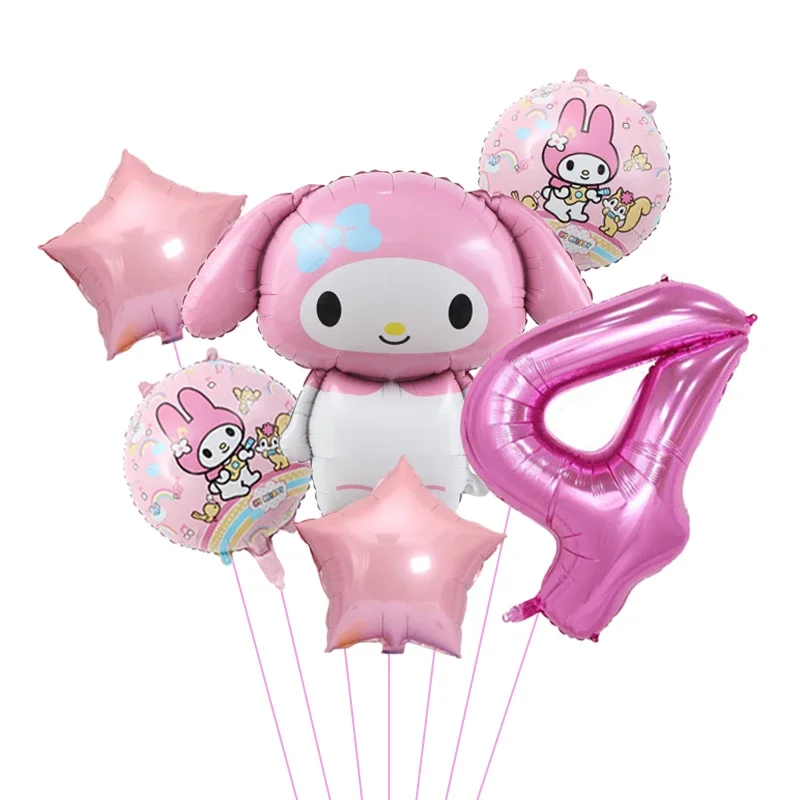 6 stücke Cartoon Sanrio niedlich Kuromi meine Melodie Cinna moroll Folie Ballon 32 Zoll Nummer Set Kinder geburtstags feier dekorative Spielzeuge