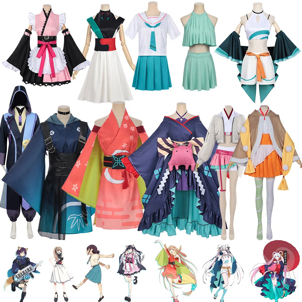 

Anime Super Time Gaya Hime Costume Gaya Tsukimi AndWind Sakura Print Shoulder Off Wide Sleeve Halloween Stage Show Anime Costume