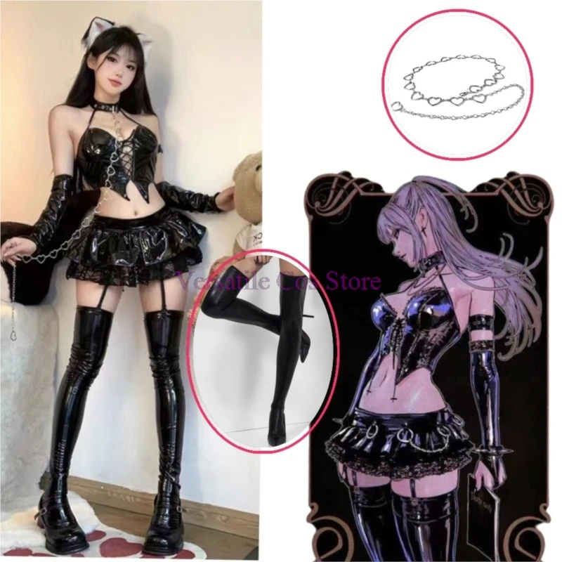 Anime Devil's City Queen Misa Unifrom Costume Cosplay Women Cool Girl Punk Cyber Leather Outfits Costumes Cosplay