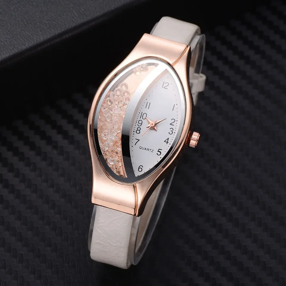 2020 Ladies Watches Fashion Casual Women Watches Red Leather Strap Quartz Wristwatch Ellipse Watches Gifts Hodinky Dames Horloge