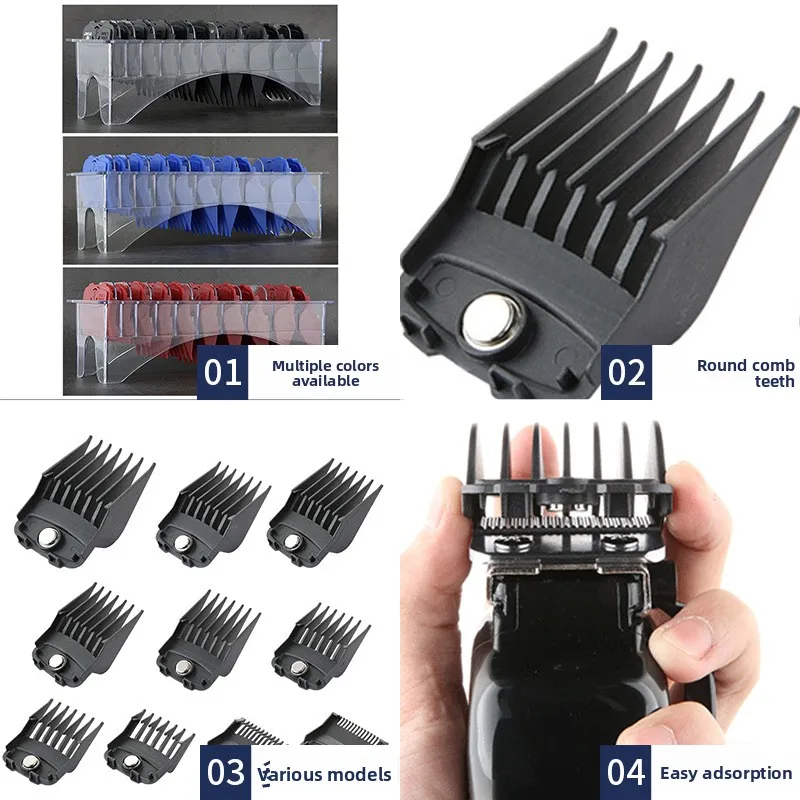 NEW 10Pcs Suit Limit Comb With Magnetism For Hair Cutting Machine Black Hair Clipper Guards Hair Salon Pro Cutting Guide Combs