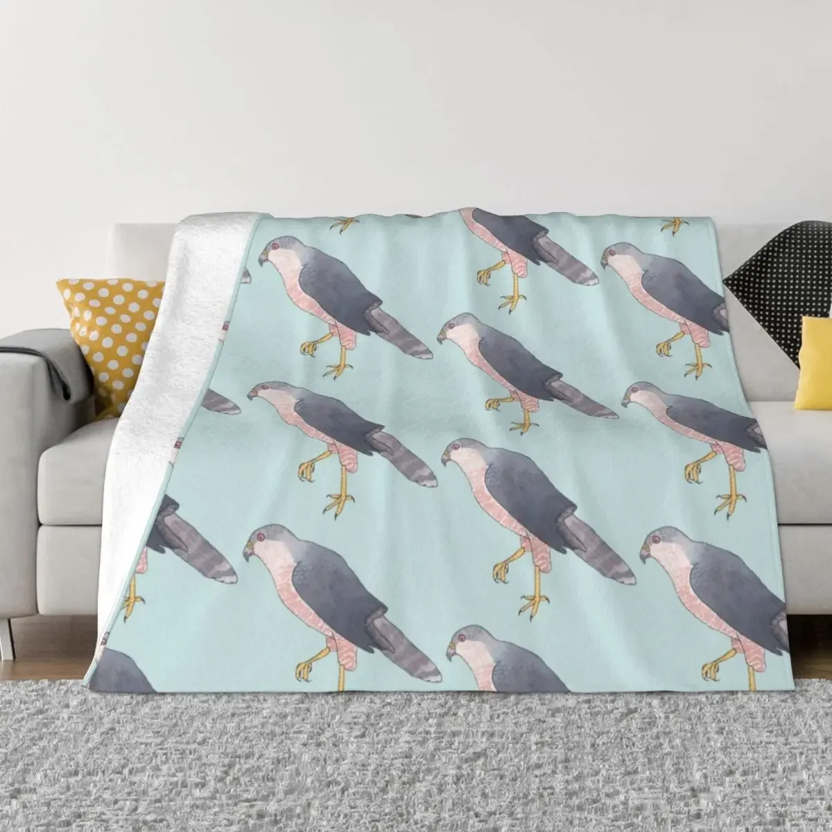 

Cooper's hawk bird species watercolor animal art Throw Blanket Picnic Flannels Blankets