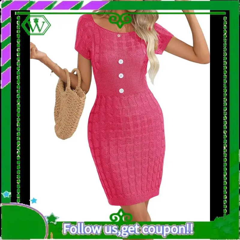 A18P-ผู้หญิงฤดูร้อนสบายๆถักชุดแขนสั้น Crewneck SLIM FIT T เสื้อชุดบอดี้คอน