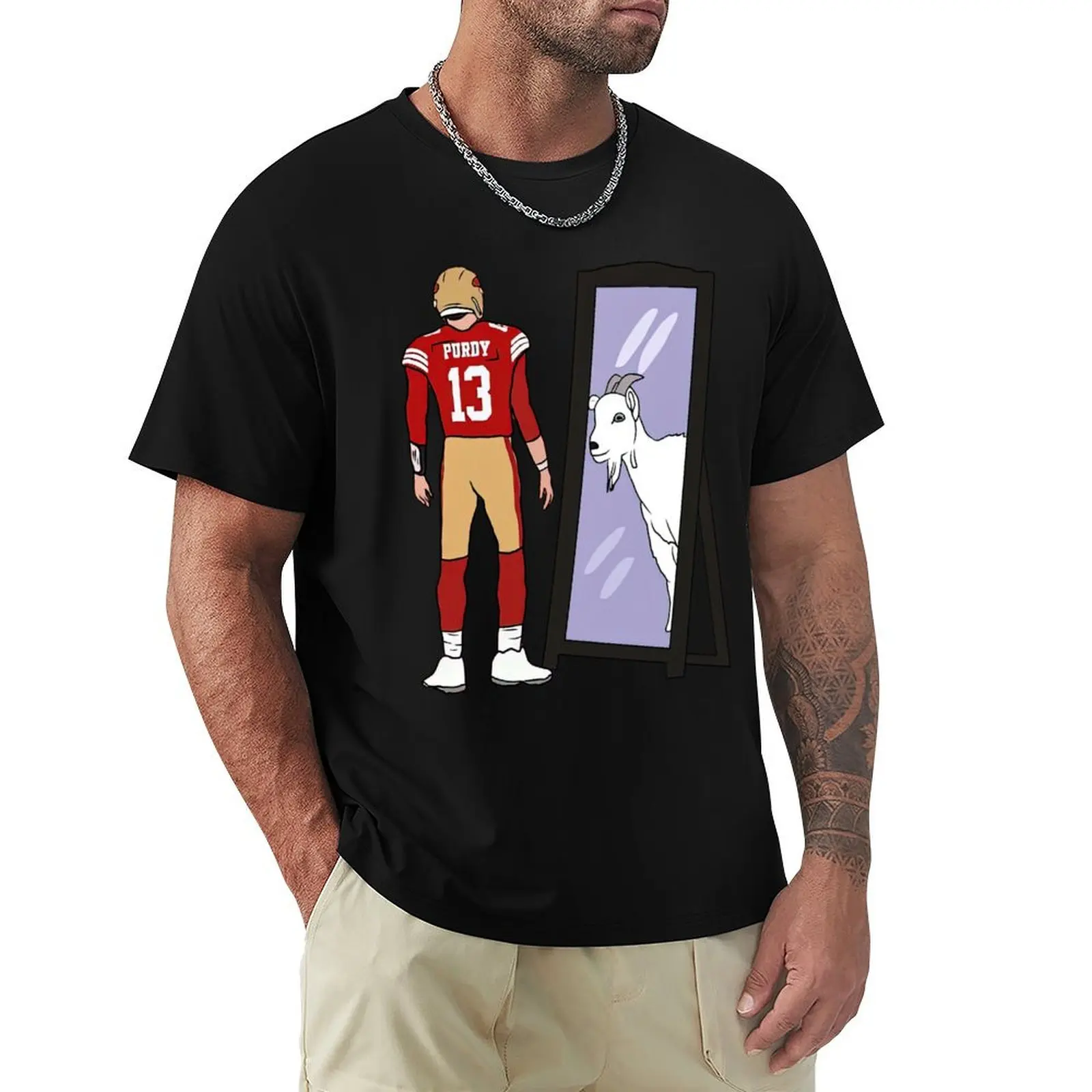 Brock Purdy Mirror GOAT Posters and Art T-Shirt mens graphic t shirts T-Shirt