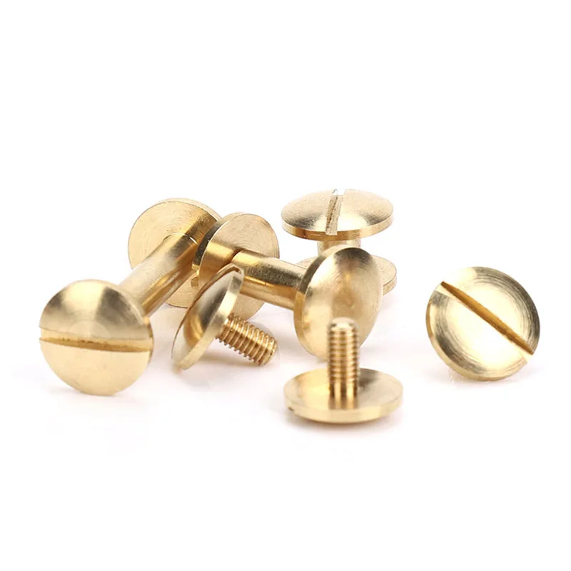 10pcs Solid Brass Binding Chicago Screws Nail Stud Rivets For Photo Album Leather Craft Studs Belt Wallet Fasteners 10mm cap