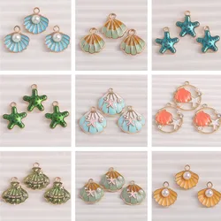10pcs/lot Mix Enamel Marine life Charms for Jewelry Making Starfish Shell Pearl Charms Pendants for DIY Necklaces Earrings Gifts