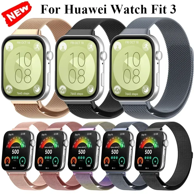 

Magnetic Loop Strap For Huawei Watch Fit 3 Band Metal Bracelet Wristband For Huawei Watch Fit 3 Correa Replacement Belt