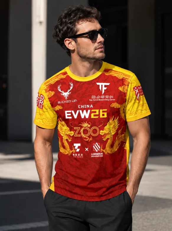 Unisex Arm Wrestling Commemorative Jersey, Chinese Dragon Full Print Quick Dry Sports Short Sleeve Tee