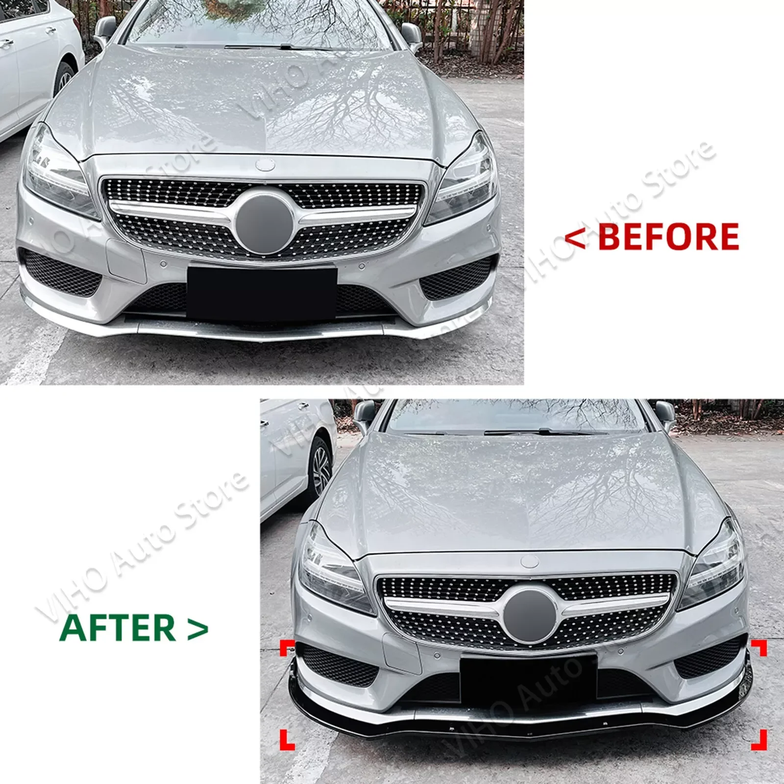 For Mercedes-Benz CLS Class C218 X218 CLS260 CLS300 2014-2017 AMG Car Front Bumper Lip Splitter Diffuser Lower Bumper Canard Kit