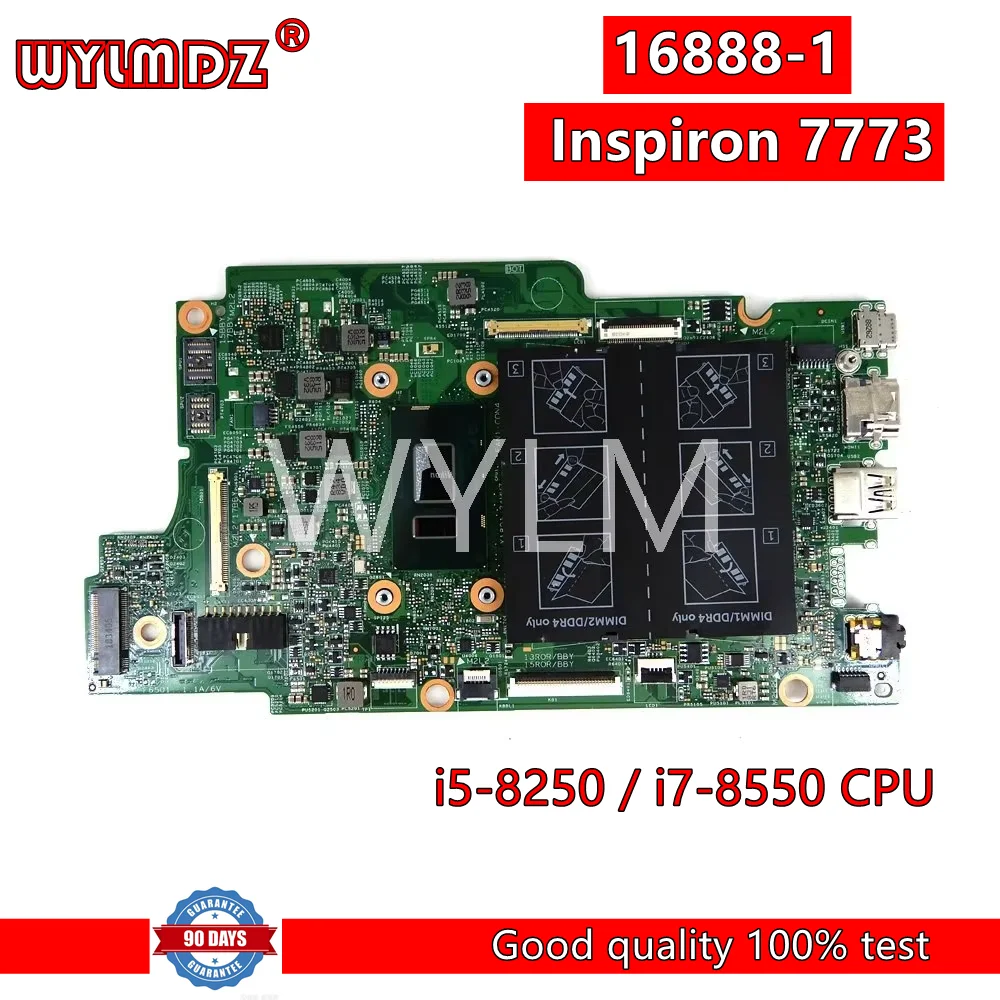 16888-1 i5-8250/i7-8550 CPU Notebook Mainboard For Dell Inspiron 7773 Laptop Motherboard CN-0WG7YK WG7YK  Tested OK