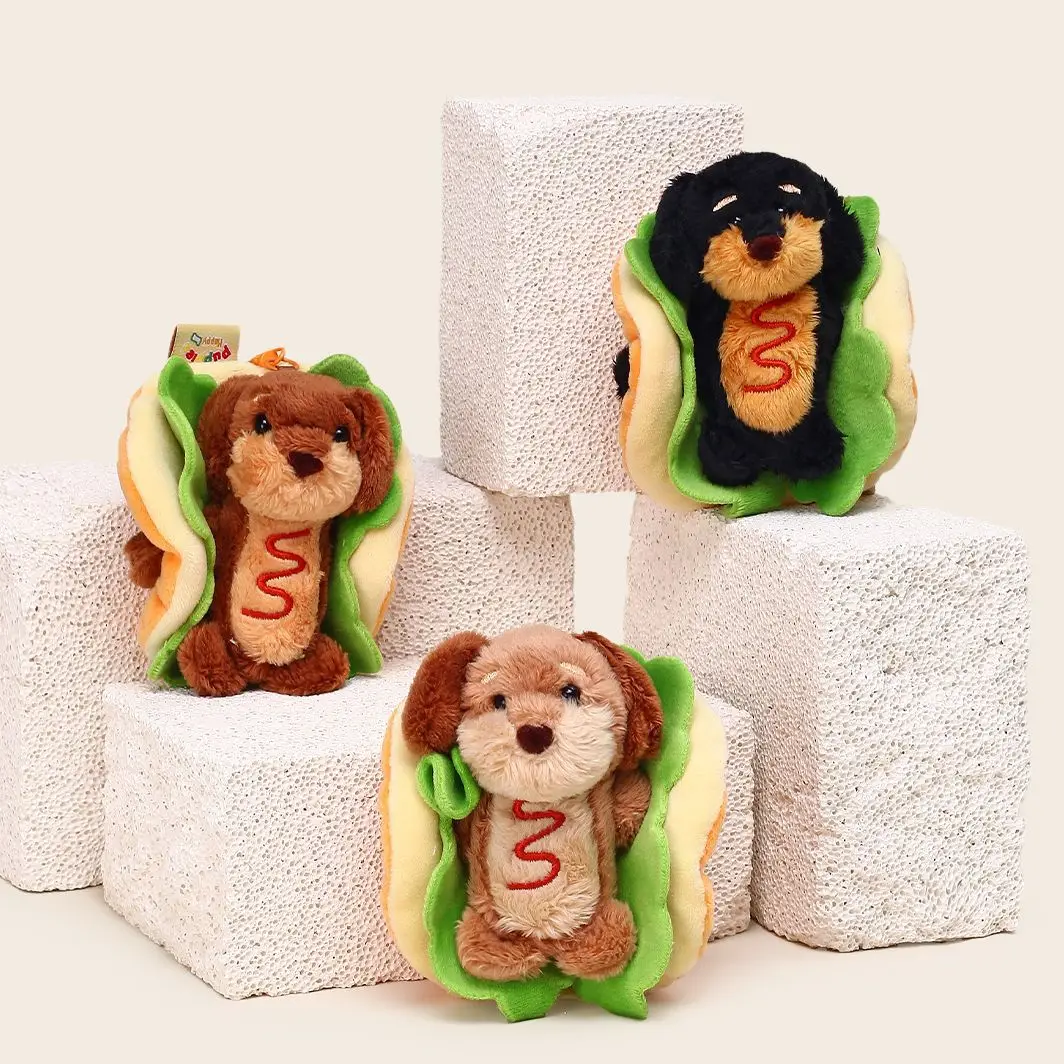 Sausage Dog Clothing Hot Dog Plush Fashionable Funny Keychain Pendant Cute Kwaii Versatile Small Pendant Gift For Girl Wholesale