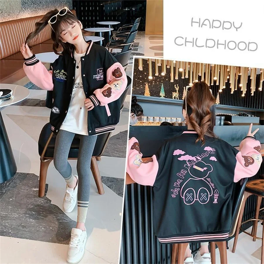 Spring And Autumn Vibe Style Baseball Uniform New Bomber Jacket For Girls Fashion Retro Clothes Streetwear Oversized Coat