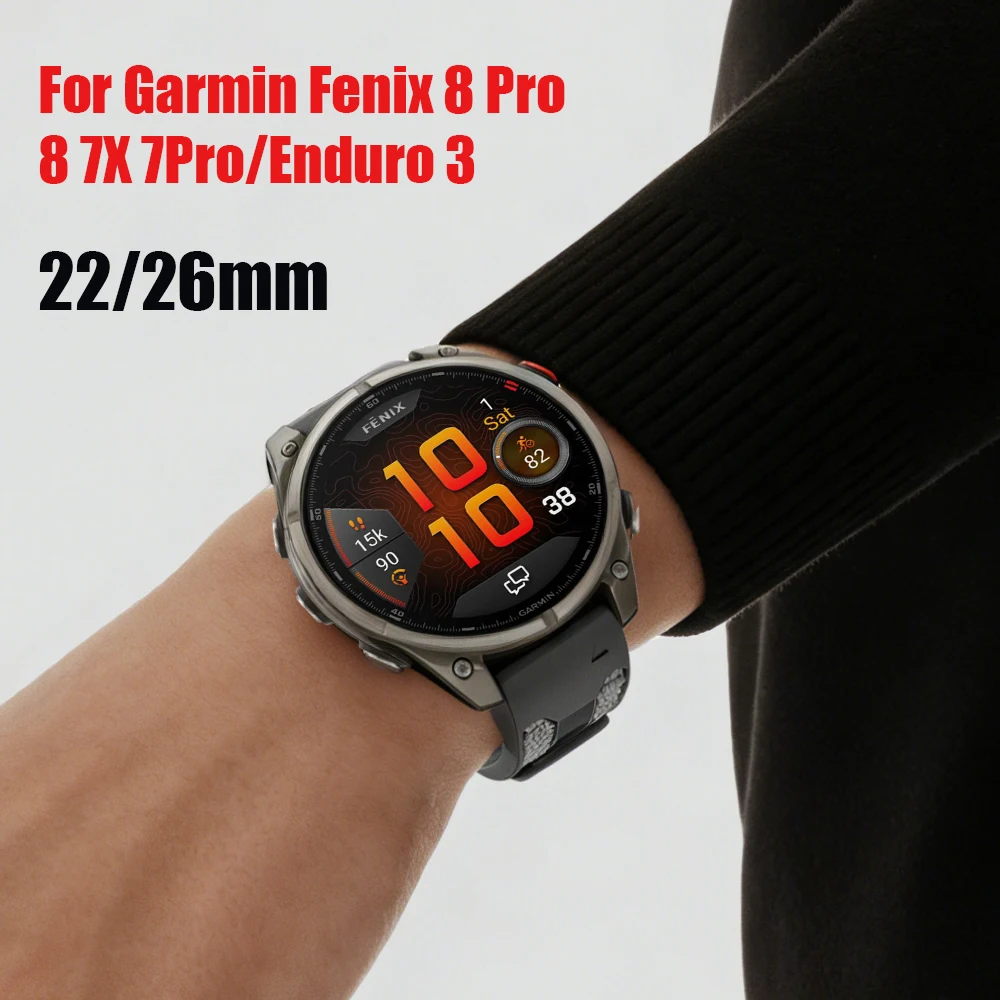 26mm 22mm Silikon-Uhrenarmband für Garmin Fenix 8 Pro 8 7X 7 6X 5Plus/Instinct 2X/Enduro 3 2/Forerunner 970 965 955 Uhrenarmbänder