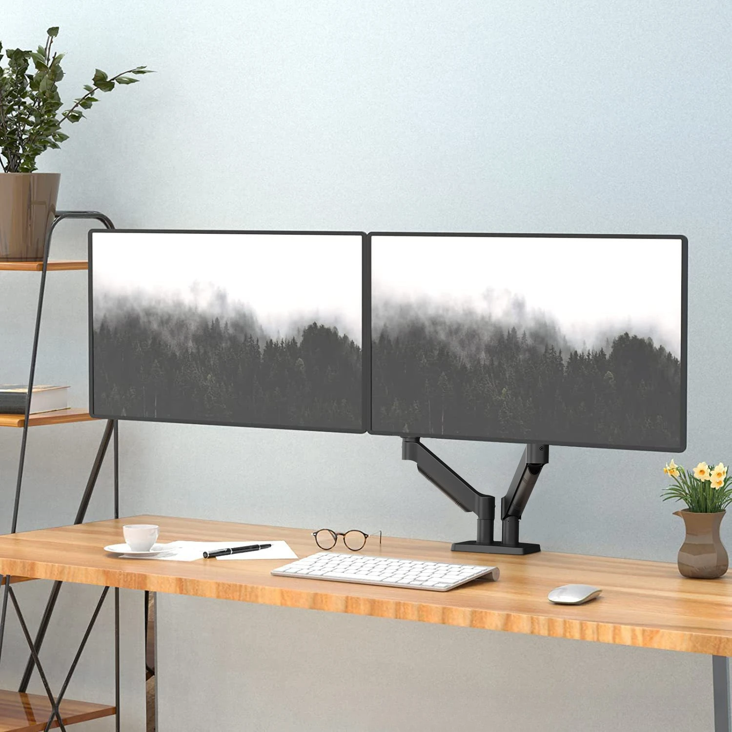 13-32 Inch Dual Monitor Stand, Gas Spring Cantilever Computer Bracket, Multi-function Universal Base Screen Holder