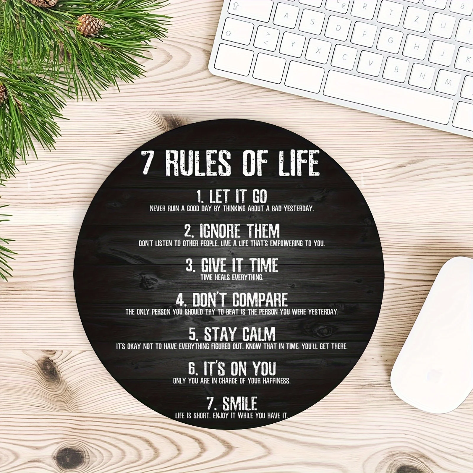 7 Life Rules Game Mouse Pads Round Non-slip Rubber Office Computers Laptops Desk Pad Desk Accessories Gaming Mat Keyboard Mat