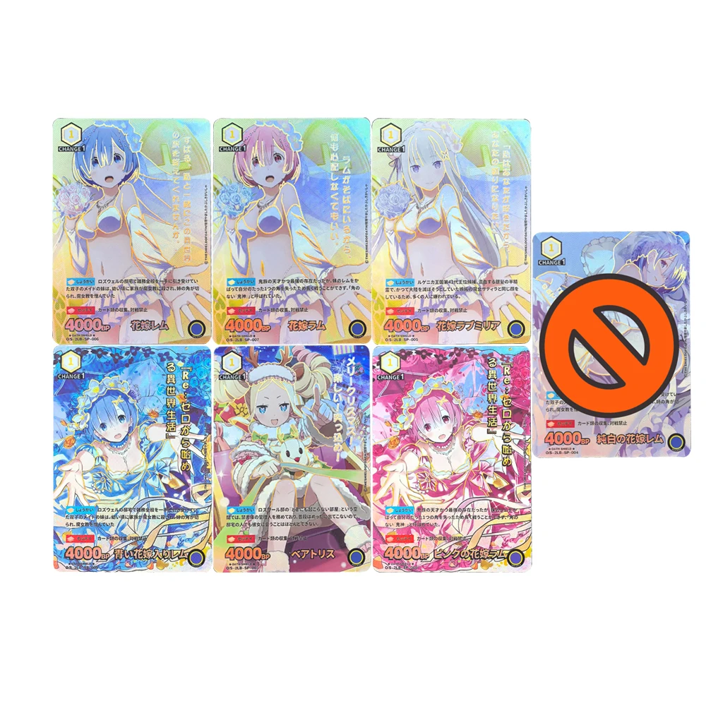 Re:life In A Different World From Zero DIY Rem Flower Wedding Refractive Color Flash Card Game Collection Anime Collection Card