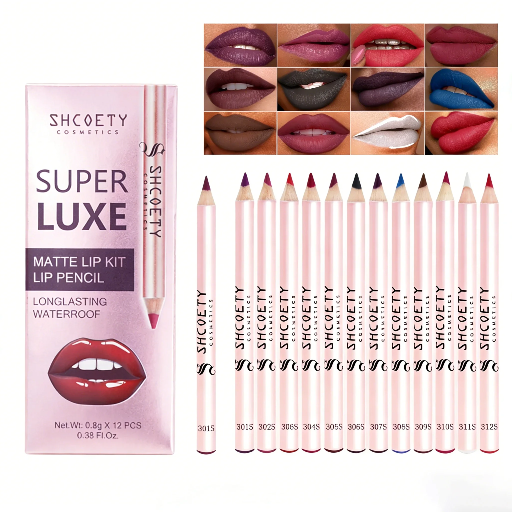 12Pcs Matte Lip Liner Set Velvet Nude Brown Shades Highly Pigmented Waterproof Valentine's Day Gift for Women & Girls