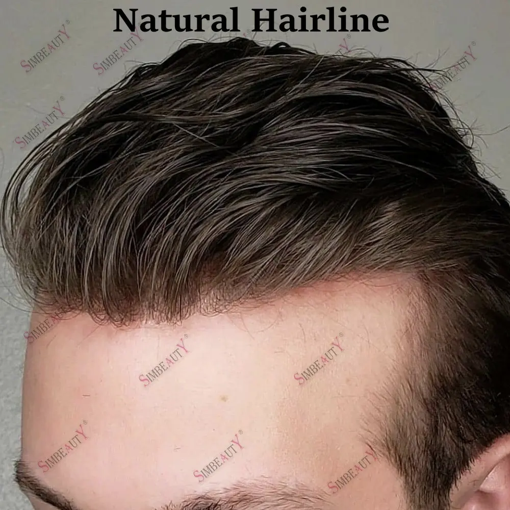 

Male Hair Full Thin Skin PU Natural Hairline Toupee Men Durable Wigs 100% Human Hair 0.1mm Injection Capillary Prosthesis System