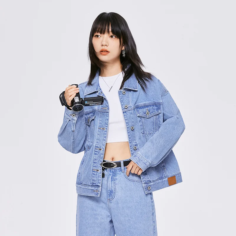 Imagem -05 - Cabolsa Curto Feminino Semir Denim Jaqueta Americana Solta para Senhoras Blusa Que Combina com Tudo para o Início do Outono Novo 2023