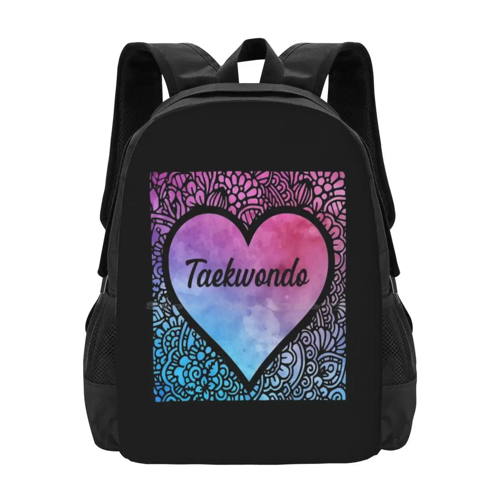 

Taekwondo Girl Watercolor Mandala Heart| Perfect Gift| Taekwondo Hot Sale Schoolbag Backpack Fashion Bags Taekwondo Player