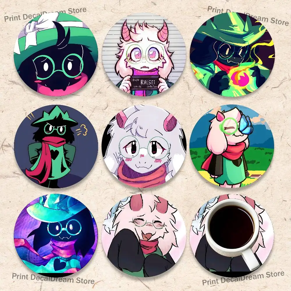 

D-Deltarune Ralsei Wood Coaster Set - Heat Resistant For Tea & Coffee, Home Cafe Decor Holiday Gift