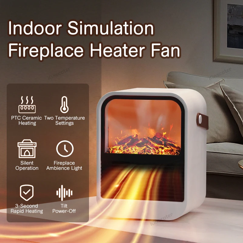 

Electric Heater Warm Blower Fan Portable Desktop Household Home Heating Stove Radiator Flame Warmer Machine