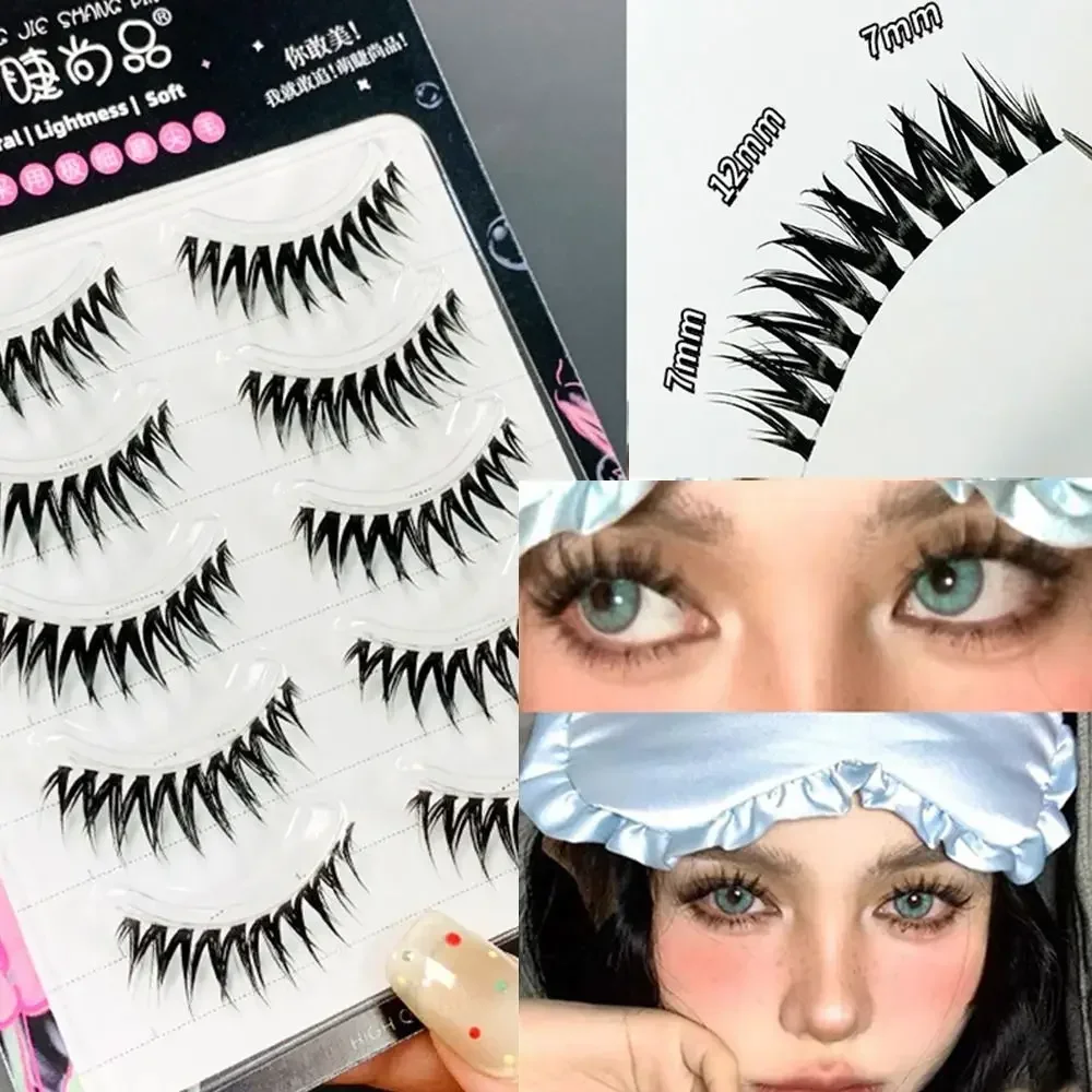 5 Pairs Transparent Invisible Lash Stems False Eyelashes Soft Long-lasting Lightweight Strip Lashes Comfortable Lashes Cluster