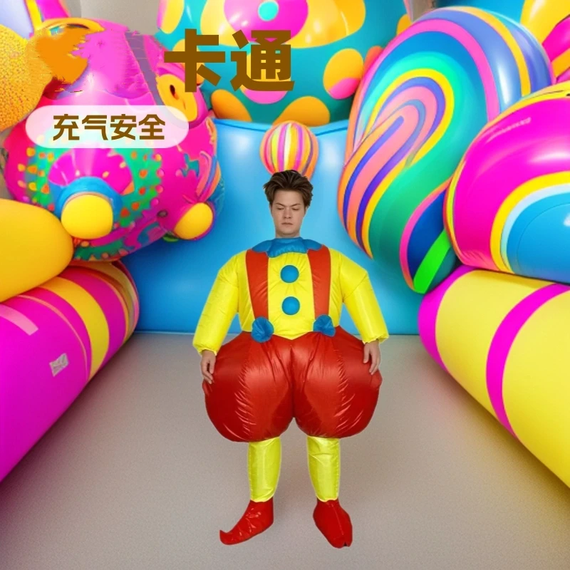 

Adult Unisex Cartoon Clown Inflatable Costume Halloween Carnival Party Big Butt Clown Parent-child Activity Inflatable Costume