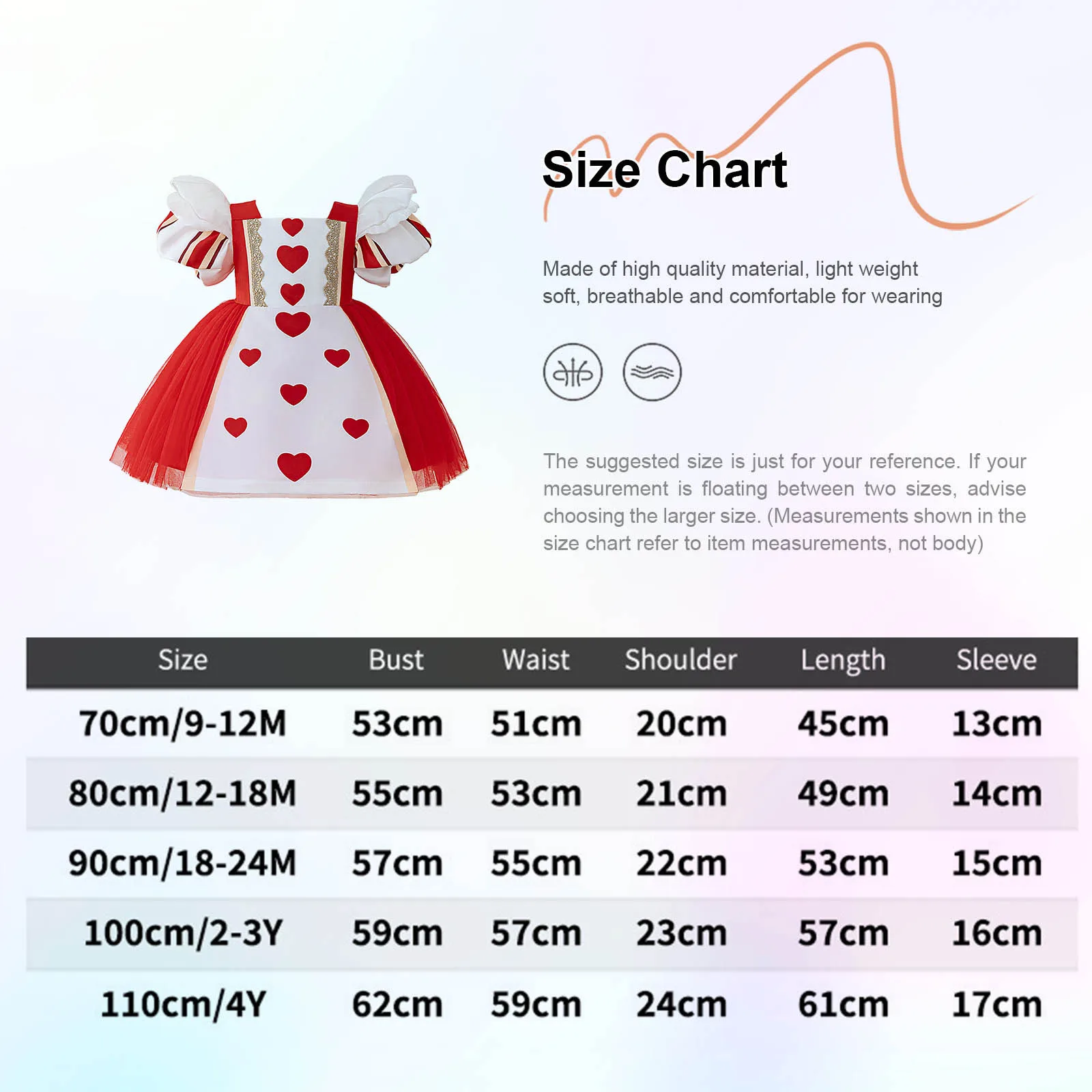 Kids Girls Tiered Puff Short Sleeve Hearts Shape Pattern Back Zipper Princess Mesh Tutu Dress for Halloween Cosplay Costume