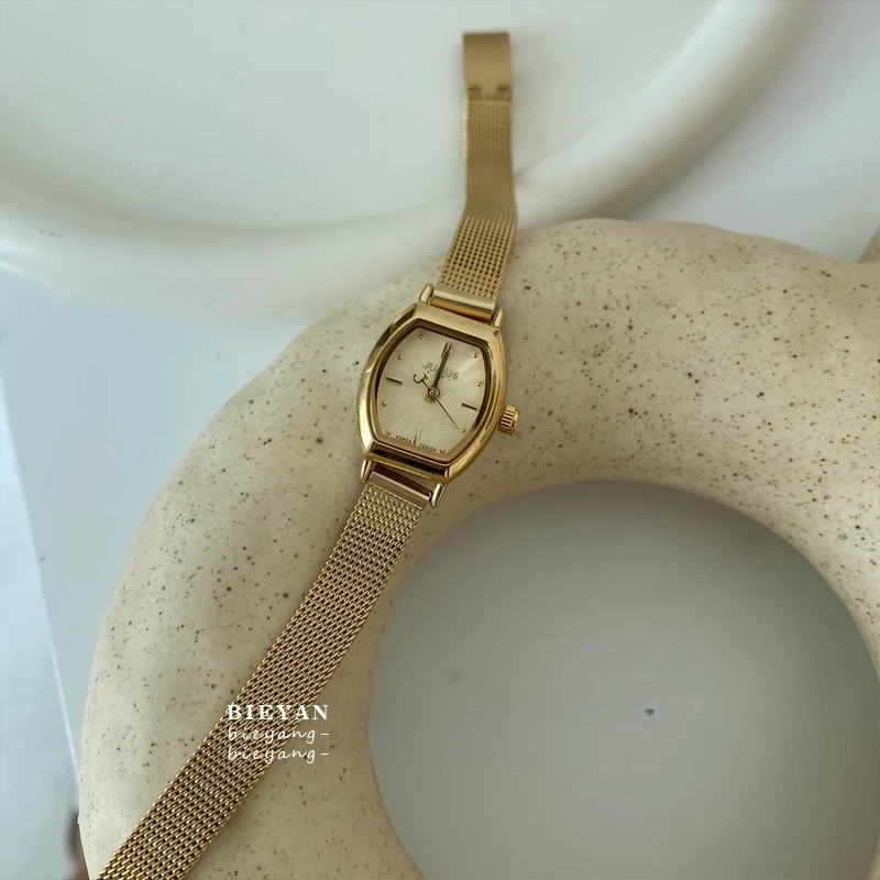 Fashionable tonneau-shaped gold ladies watch exquisite Japanese MITOTA stainless steel waterproof quartz women's watches