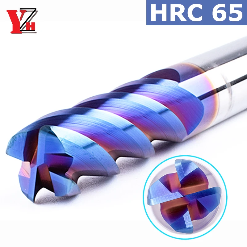 Corner Radius End Mill HRC65 4 Flute CNC R Bullnose Cutter Tungsten Carbide Steel 2R0.5 3R0.5 4R0.5 5R0.5 6R0.5 8R0.5 10R0.5