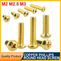Copper Phillips Round Head Screw M2-M3 For Cameras Glasses Clocks Electronic TV Electrical Products Brass Cross Mechanical Bolt