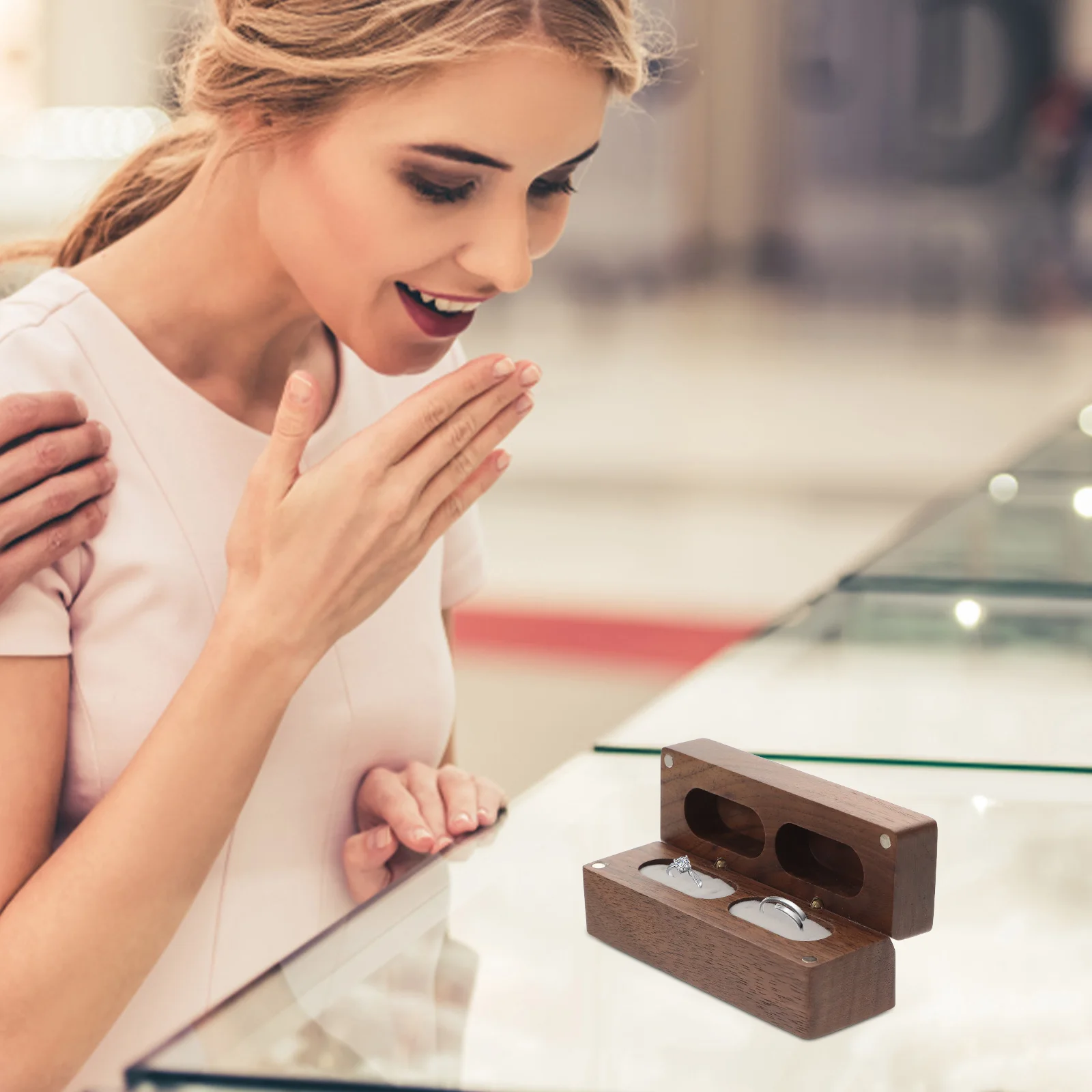 

Ring Box Jewelry Boxes Holder Rings Jewellery Wedding for Ceremony The Case Wood