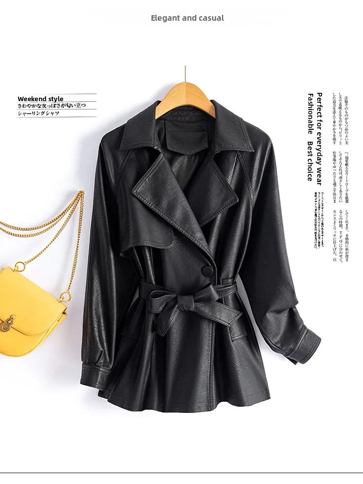 

2025 Autumn New Short Women's Sheepskin Leather Jacket Coat Korean British Style Slim Fit Street Style No Fur Collar Iron Free