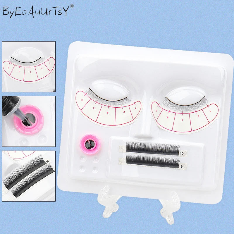 3 in 1 Practice Tray Lash Extension With Eyelashes palette Glue Gasket Lashes Holder Training Display makeup Supplies Kits