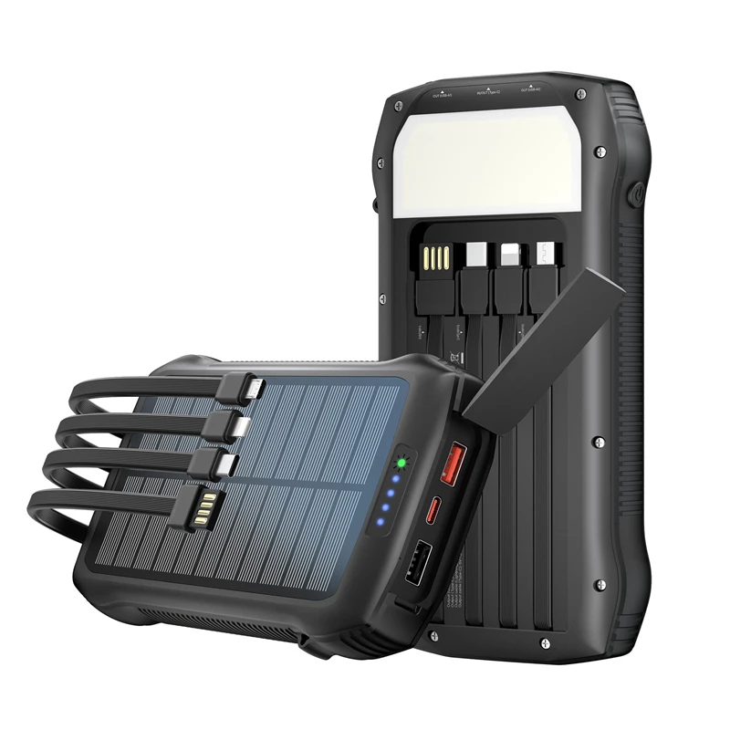 

Solar Power Bank 20000mAh Waterproof Portable 22.5W Fast Charging Poverbank Solar Panel Charger Powerbank with LED Camping Light