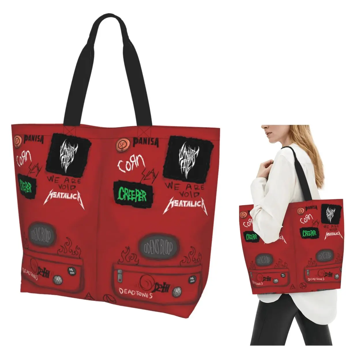 

Sally Face Larry's Bag Shopping Tote Bag Canvas Large Capacity Shoulder Bags Shopper Grocery Handbag for Women