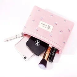 Flower Print Canvas Women Makeup Bag Toiletries Organize Zipper Bag Travel Wash Pouch Cosmetic Female