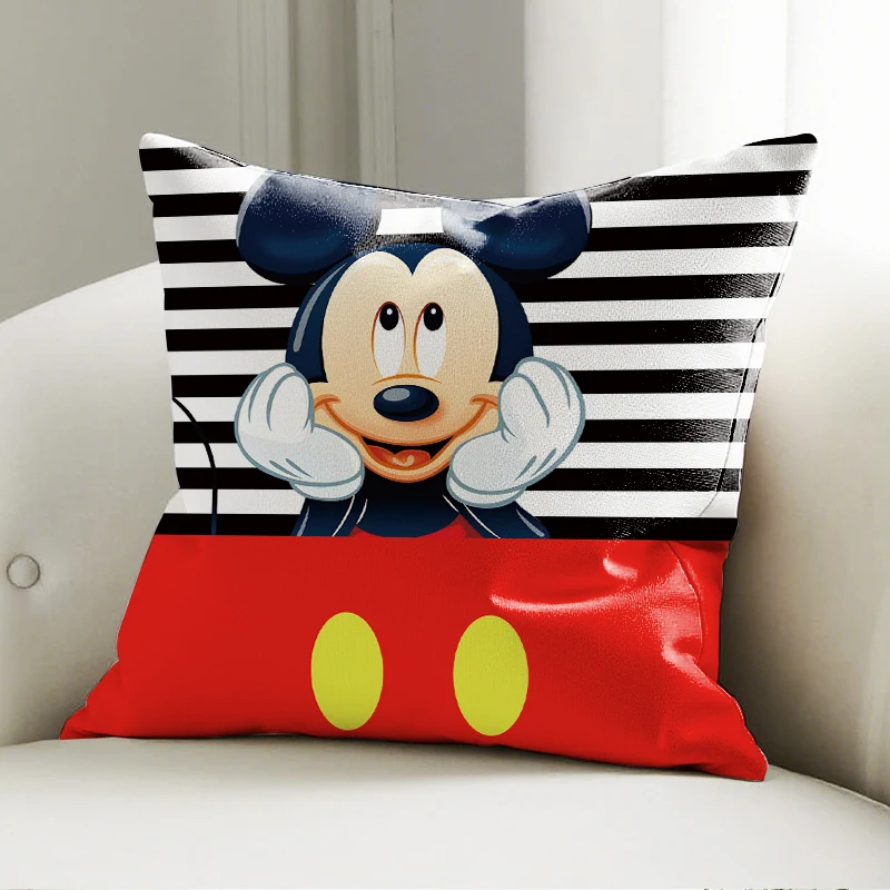 

Disney Mickey Mouse Pillow Cushion Black Striped Pattern Soft Sofa Decor Throw Pillow Home Decor Gift