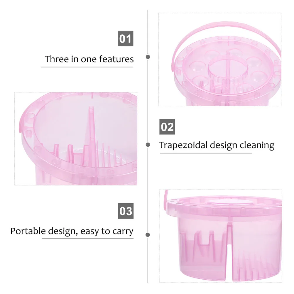 

2Pcs Brush Basin Plastic Artist Paint Brush Washer with Multiple Compartments for Mixing Cleaning Organizing Painting Tools