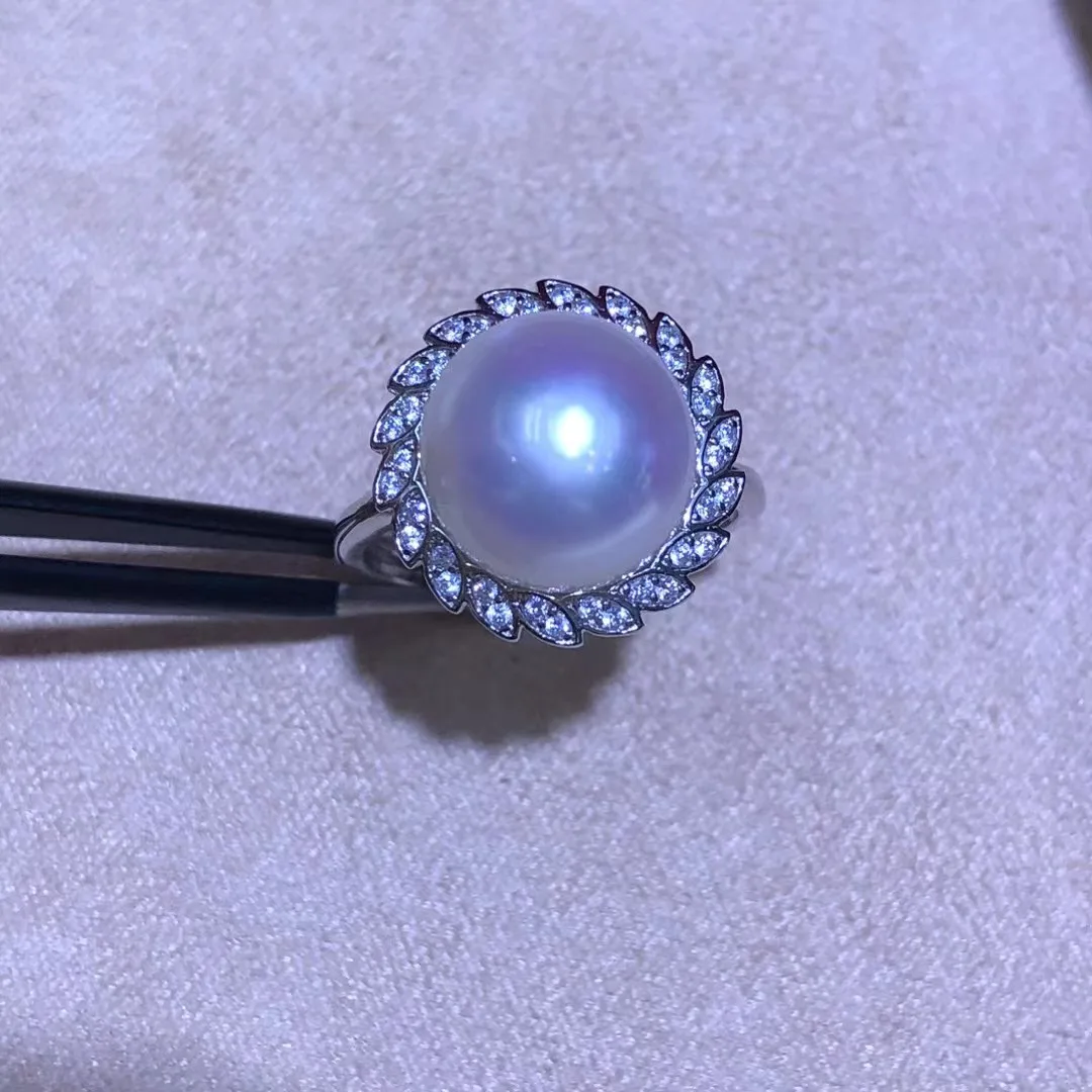 S925 Sterling Silver Adjustable Ring Mount Settings Findings Mountings Accessory Parts Fittings for 12-13mm Pearls 5pcs/lot