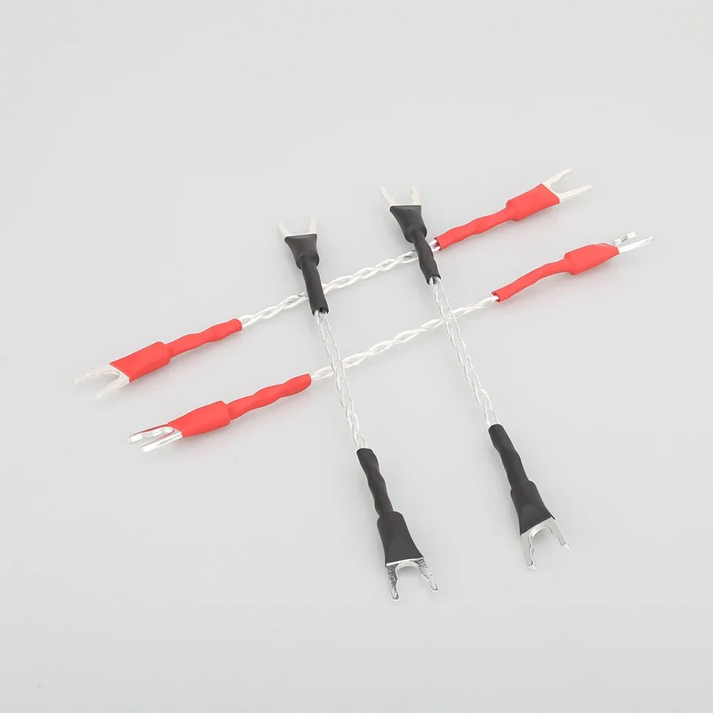 Hi-end áudio banhado a prata jumper cabo de alto-falante hifi jumper de áudio com terminal de pá y banhado a prata 8ag