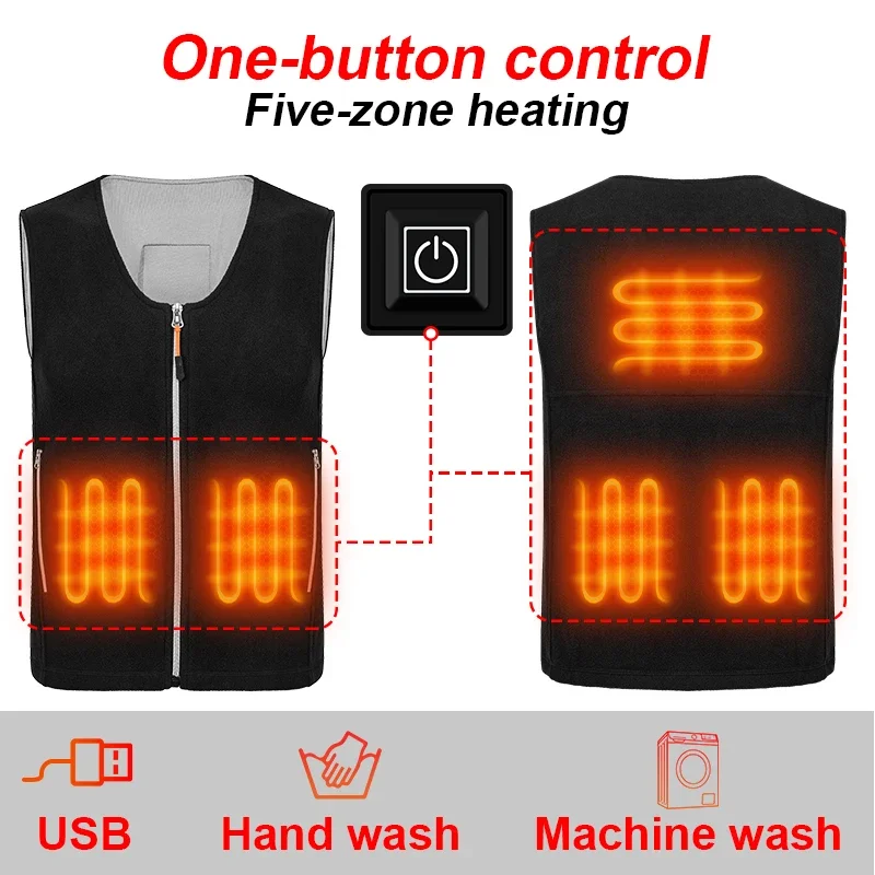 Motorcycle Heated Vest Keep Warm USB Electric Heating Vest Men Women clothing Smart heated jackets hiking Adjustable Temperature