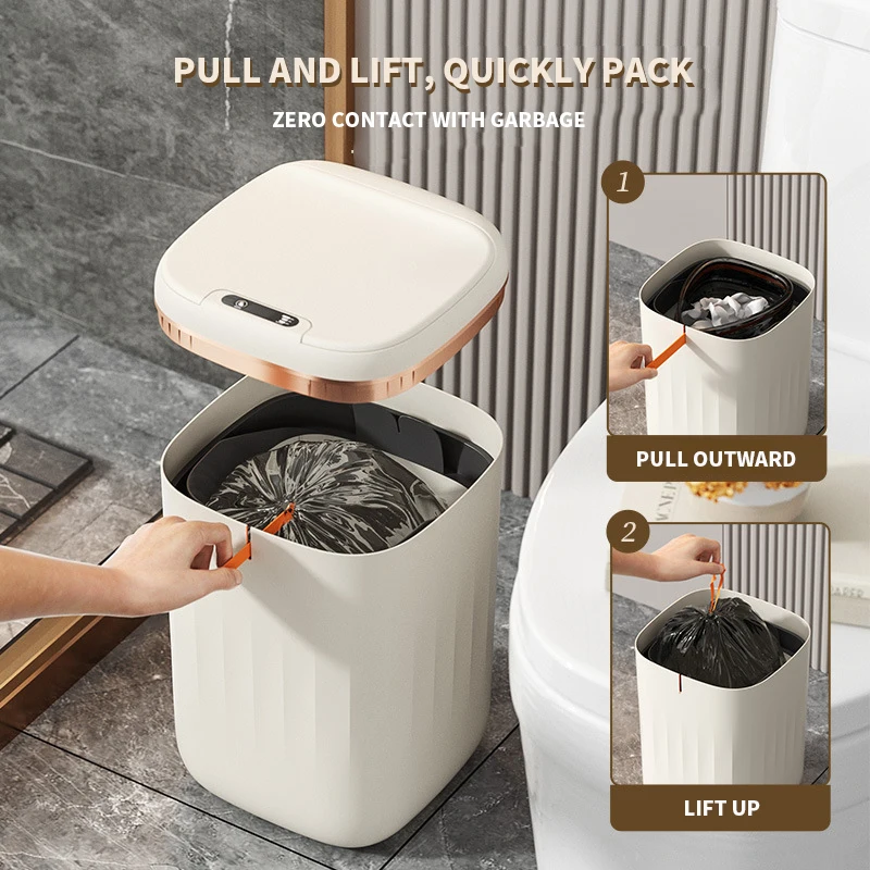 Fashion Bin Automatic Packaging Smart Sensor Trash Can Light Luxury Bathroom Kitchen Living Room Large-Capacity Smart Trash Can